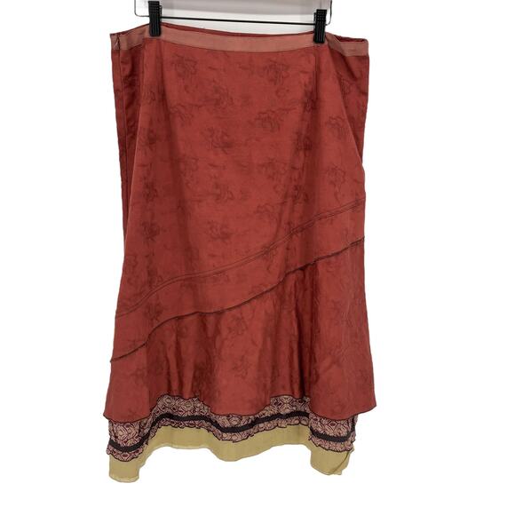 Neesh by DAR Skirt XL Layered Mixed Media Jacquard Boho Earthcore Earthy Grunge - Picture 5 of 7